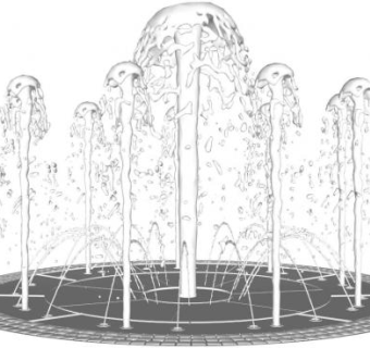 逼真喷泉SU模型下载_sketchup草图大师SKP模型