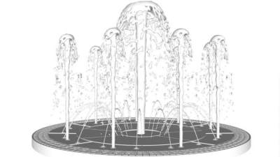 逼真喷泉SU模型下载_sketchup草图大师SKP模型