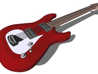 红色的电吉他的SKP模型素材_su模型下载 草图大师模型_...