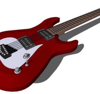 红色的电吉他的SKP模型素材_su模型下载 草图大师模型_SKP模型