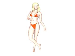 现代橙色泳装美女SU模型下载_sketchup草图大师SKP模型