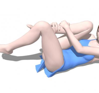 现代泳裙美女人物SU模型下载_sketchup草图大师SKP模型