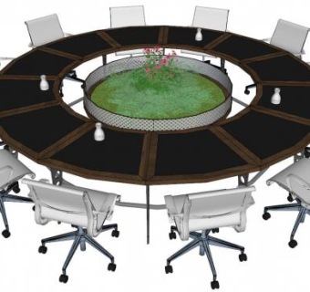 环形桌子su模型下载_sketchup草图大师SKP模型