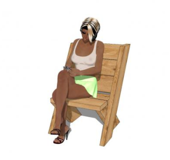 躺椅上的泳装女人坐姿SU模型下载_sketchup草图大师SKP模型