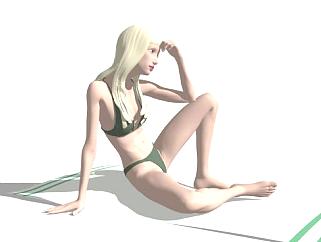 现代泳装美女坐姿sketchup模型下载_sketchup草图大师SKP模型