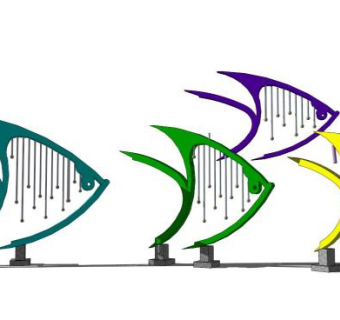 鱼文化雕塑su模型下载_sketchup草图大师SKP模型