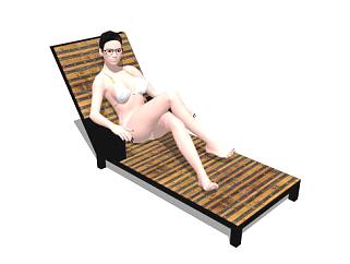 躺椅上的泳装<em>女人SU模型</em>下载_sketchup草图大师SKP模型