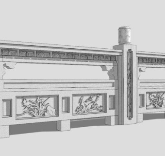 石雕栏杆su模型下载_sketchup草图大师SKP模型
