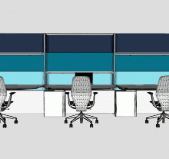 室内职工办公家具SU模型下载_sketchup草图大师SKP模型