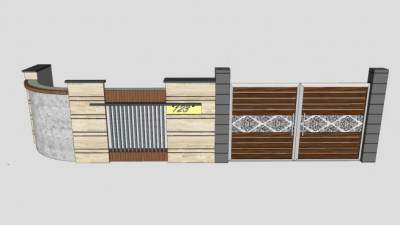 现代别墅围墙设计SU模型下载_sketchup草图大师SKP模型