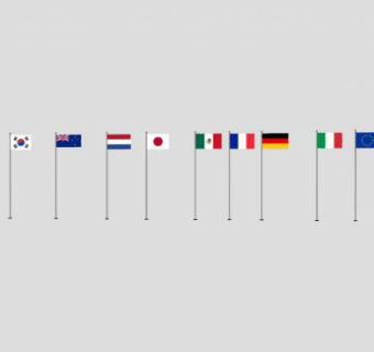 国家旗帜SU模型下载_sketchup草图大师SKP模型