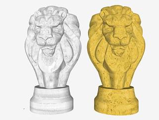 狮子头雕塑SU模型下载_sketchup草图大师SKP模型