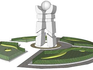 公园雕塑su模型下载_sketchup草图大师SKP模型
