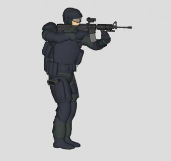 特警人物SU模型下载_sketchup草图大师SKP模型