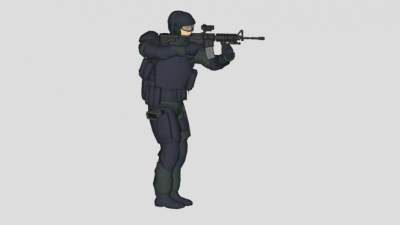 特警人物SU模型下载_sketchup草图大师SKP模型