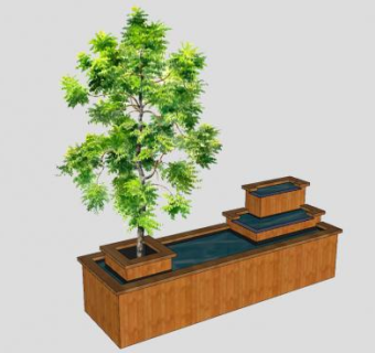 流水瀑布花盆箱SU模型下载_sketchup草图大师SKP模型