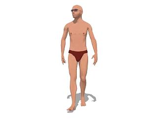 戴墨镜的泳装男人SU模型下载_sketchup草图大师SKP模型