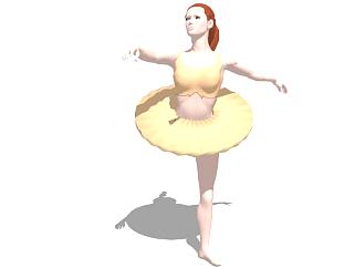 芭蕾女演员SU模型下载_sketchup草图大师SKP模型