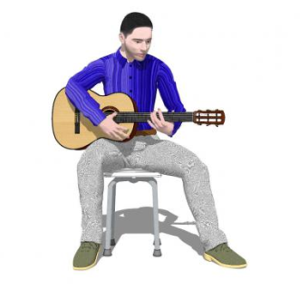 弹吉他的男人SU模型下载_sketchup草图大师SKP模型
