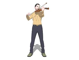 <em>拉</em>小提琴演奏家SU模型下载_sketchup草图大师SKP模型