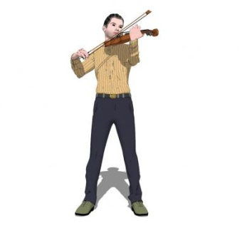 拉小提琴演奏家SU模型下载_sketchup草图大师SKP模型
