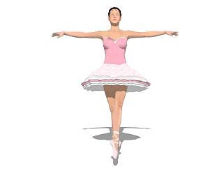 <em>芭蕾</em>舞者女人SU模型下载_sketchup草图大师SKP模型