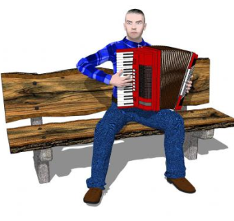 拉风琴的男人SU模型下载_sketchup草图大师SKP模型