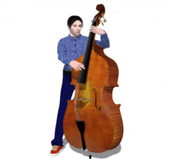拉低音大提琴的表演者SU模型下载_sketchup草图大师SKP模型