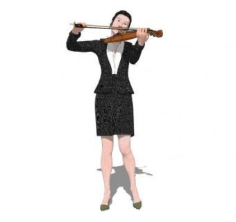 拉小提琴女士SU模型下载_sketchup草图大师SKP模型