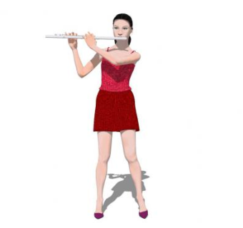 吹笛子的女人SU模型下载_sketchup草图大师SKP模型