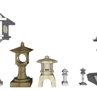 中式石灯笼su模型下载_sketchup草图大师SKP模型