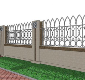 仿古铁艺围栏su模型下载_sketchup草图大师SKP模型
