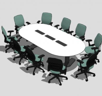 现代椭圆形会议桌sketchup模型下载_sketchup草图大师SKP模型