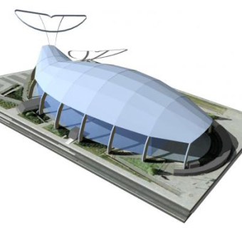 现代鲸鱼建筑SU模型下载_sketchup草图大师SKP模型