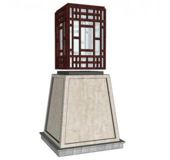 石柱灯SU模型下载_sketchup草图大师SKP模型