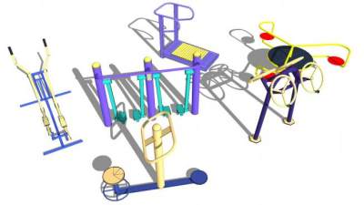 户外健身设施su模型下载_sketchup草图大师SKP模型