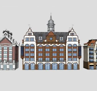 欧式风格住宅建筑SU模型下载_sketchup草图大师SKP模型