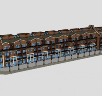 欧式联排别墅设计SU模型下载_sketchup草图大师SKP模型