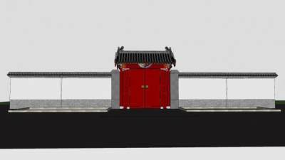 中式合院大门设计SU模型下载_sketchup草图大师SKP模型