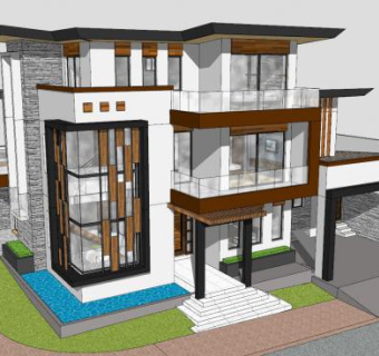 现代别墅住宅设计sketchup模型下载_sketchup草图大师SKP模型