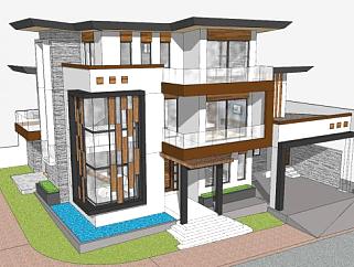 现代别墅住宅设计sketchup模型下载_sketchup草图大师SKP模型