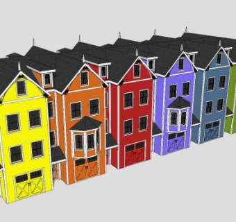 费尔芒特联排别墅SU模型下载_sketchup草图大师SKP模型