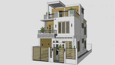 现代欧式别墅建筑住宅SU模型下载_sketchup草图大师SKP模型