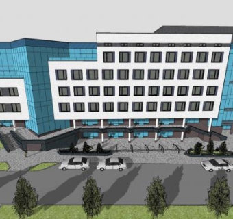 办公区的办公楼建筑SU模型下载_sketchup草图大师SKP模型