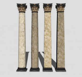 大理石罗马柱设计SU模型下载_sketchup草图大师SKP模型