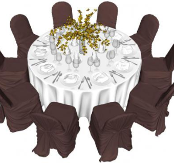 宴会桌椅SU模型下载_sketchup草图大师SKP模型