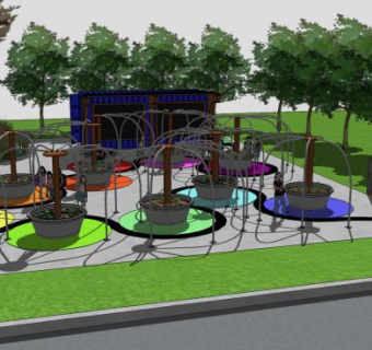 现代公园廊架SU模型下载_sketchup草图大师SKP模型