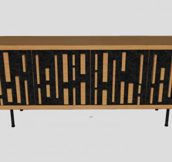 木质边桌柜家具SU模型下载_sketchup草图大师SKP模型