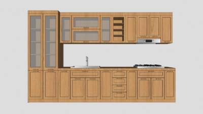 实木橱柜设计SU模型下载_sketchup草图大师SKP模型