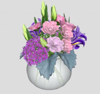 圆形装饰花瓶鲜花SU模型下载_sketchup草图大师SKP模型